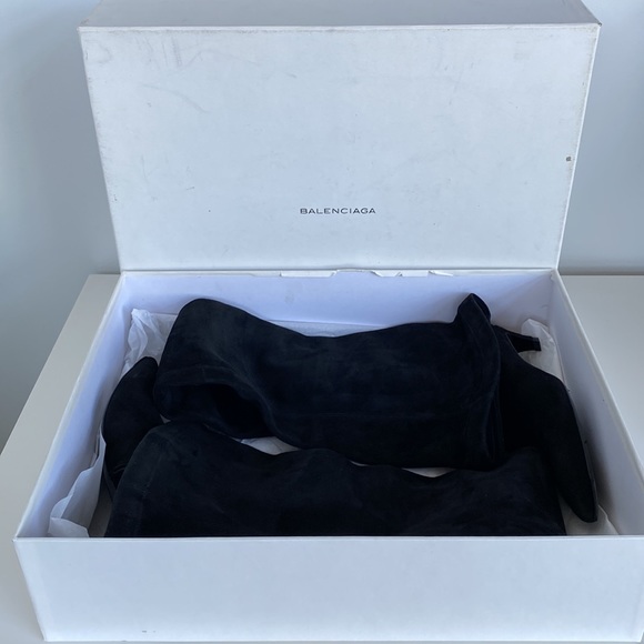 Balenciaga kitten heeled over-the-knee black suede knife boots size 36 - Picture 5 of 17